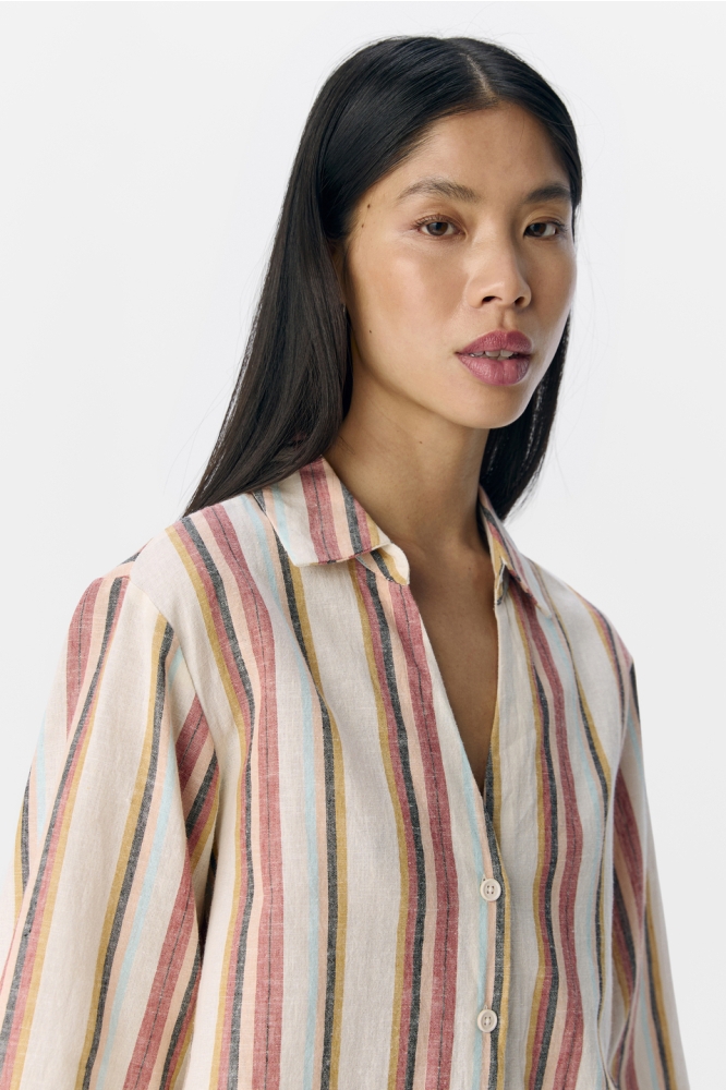 OBJKAREN LO 3/4 FLARED SHIRT 139 23046853 SANDSHELL/MULTI